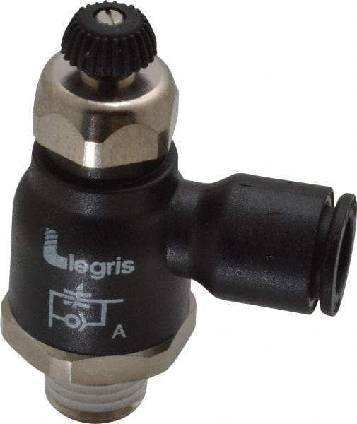 Legris - 3/8" Tube OD x 1/4 Male NPT Compact Meter Out Flow Control Valve - 14.5 to 145 psi, Nylon - All Tool & Supply