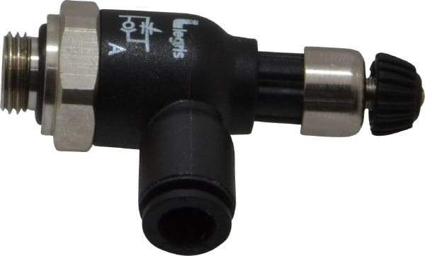 Legris - 6mm Tube OD x 1/8 Male BSPP Compact Meter Out Flow Control Valve - 14.5 to 145 psi, Nylon - All Tool & Supply