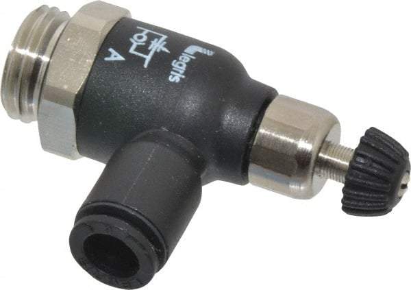 Legris - 6mm Tube OD x 1/4 Male BSPP Compact Meter Out Flow Control Valve - 14.5 to 145 psi, Nylon - All Tool & Supply