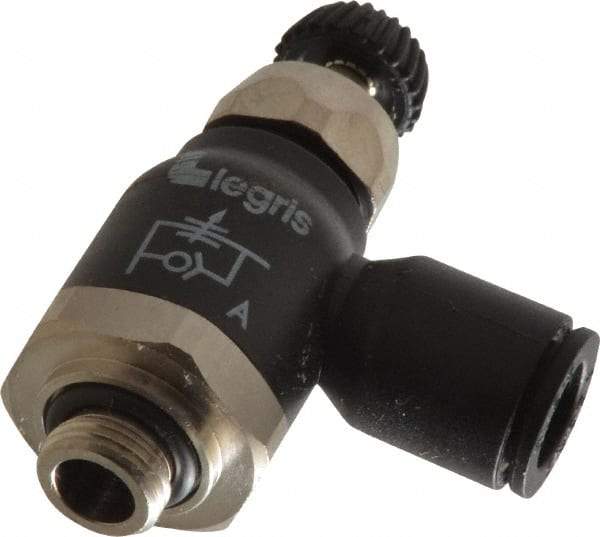 Legris - 8mm Tube OD x 1/8 Male BSPP Compact Meter Out Flow Control Valve - 14.5 to 145 psi, Nylon - All Tool & Supply