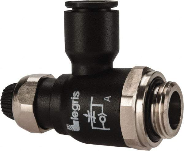 Legris - 10mm Tube OD x 3/8 Male BSPP Compact Meter Out Flow Control Valve - 14.5 to 145 psi, Nylon - All Tool & Supply