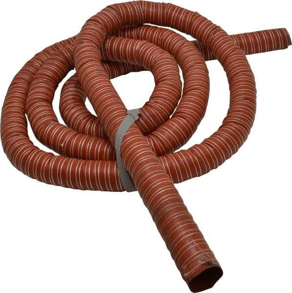 Hi-Tech Duravent - 1-1/2" ID, 16 Hg Vac Rating, 34 psi, Fiberglass Vacuum & Duct Hose - 12' Long, Brick Red, 1-1/2" Bend Radius, -75 to 500°F (Intermittent to 600) - All Tool & Supply