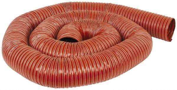 Hi-Tech Duravent - 4" ID, 7 Hg Vac Rating, 13 psi, Fiberglass Vacuum & Duct Hose - 12' Long, Brick Red, 2" Bend Radius, -65 to 450°F (Intermittent to 500) - All Tool & Supply