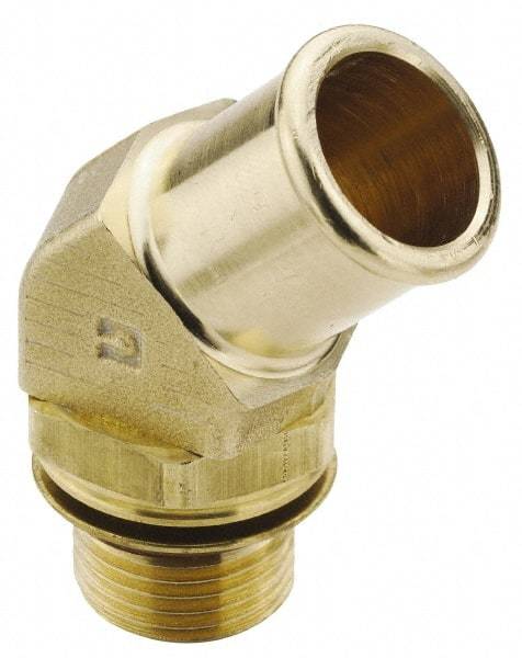 Parker - 1-1/16-12 Straight Thread Hose Barb x SAE Straight Thread 45° Male Elbow - 1" ID Hose, Brass - All Tool & Supply