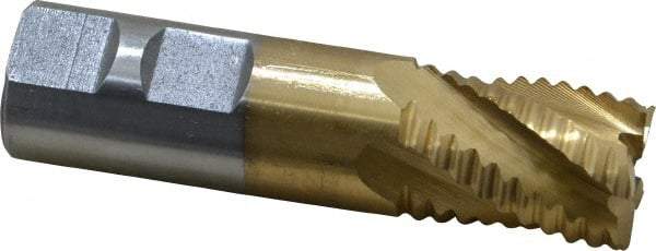 Interstate - 7/8" Diam, Coarse Pitch, 1-1/8" LOC, 5 Flute Cobalt Roughing Square End Mill - TiN Finish, 3-3/8" OAL, 7/8" Shank Diam, Single End - All Tool & Supply