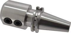 Accupro - CAT40 Taper Shank 1-1/4" Hole End Mill Holder/Adapter - 63mm Nose Diam, 4" Projection, 5/8-11 Drawbar, Through-Spindle & DIN Flange Coolant - Exact Industrial Supply