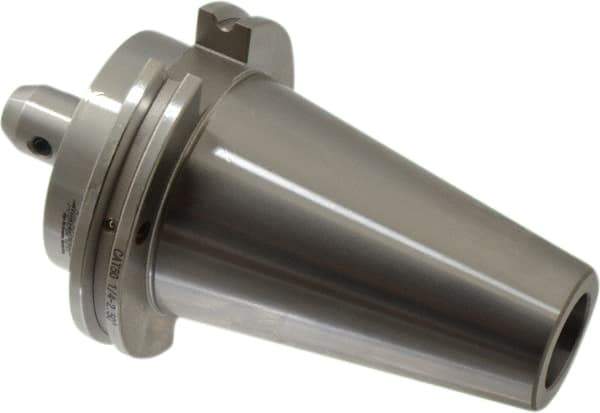 Accupro - CAT50 Taper Shank 1/4" Hole End Mill Holder/Adapter - 20mm Nose Diam, 2-1/2" Projection, 1-8 Drawbar, Through-Spindle & DIN Flange Coolant - Exact Industrial Supply