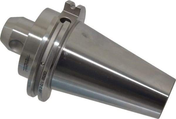 Accupro - CAT50 Taper Shank 1/2" Hole End Mill Holder/Adapter - 35mm Nose Diam, 2.63" Projection, 1-8 Drawbar, Through-Spindle & DIN Flange Coolant - Exact Industrial Supply