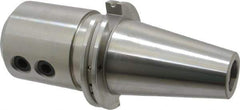 Accupro - CAT50 Taper Shank 1-1/2" Hole End Mill Holder/Adapter - 3" Nose Diam, 4-1/2" Projection, 1-8 Drawbar, Through-Spindle & DIN Flange Coolant - Exact Industrial Supply