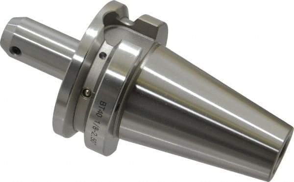 Accupro - BT40 Taper Shank 1/8" Hole End Mill Holder/Adapter - 3/4" Nose Diam, 2-1/2" Projection, M16x2.0 Drawbar, Through-Spindle & DIN Flange Coolant - Exact Industrial Supply