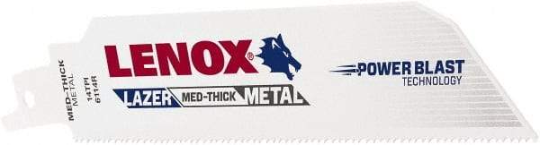 Lenox - 6" Long x 1" Thick, Bi-Metal Reciprocating Saw Blade - Straight Profile, 14 TPI, Toothed Edge - All Tool & Supply