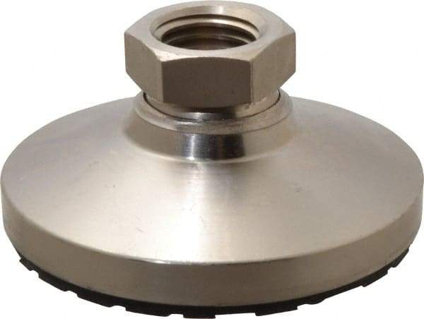 Gibraltar - 15000 Lb Capacity, 1-8 Thread, 1-7/8" OAL, Steel Stud, Tapped Pivotal Socket Mount Leveling Pad - 4" Base Diam, Steel Pad, 1-3/8" Hex - All Tool & Supply