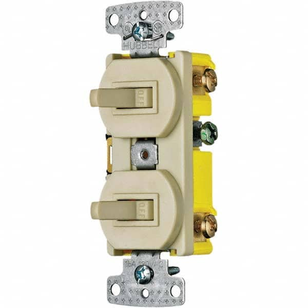 Hubbell Wiring Device-Kellems - Combination Wall Switch & Receptacles Combination Switch/Receptacle Type: Toggle Switch Color: Ivory - All Tool & Supply