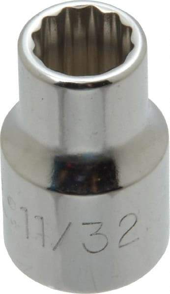 Proto - 11/32", 3/8" Drive, Standard Hand Socket - 12 Points, 1-3/32" OAL, Alloy Steel, Chrome Finish - All Tool & Supply