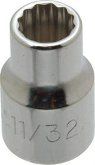 Proto - 11/32", 3/8" Drive, Standard Hand Socket - 12 Points, 1-3/32" OAL, Alloy Steel, Chrome Finish - All Tool & Supply