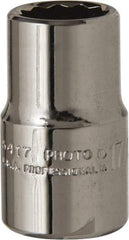 Proto - 17/32", 1/2" Drive, Standard Hand Socket - 12 Points, 1-31/64" OAL, Alloy Steel, Chrome Finish - All Tool & Supply