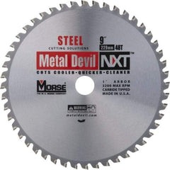 M.K. MORSE - 9" Diam, 1" Arbor Hole Diam, 48 Tooth Wet & Dry Cut Saw Blade - Steel, Standard Round Arbor - All Tool & Supply