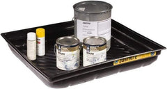 Justrite - 23 Gallon Capacity, 34 Inch Long x 37-3/4 Inch Wide, Polyurethane Spill Tray - 34 Inch Diameter, 5-1/2 Inch High, Black - All Tool & Supply