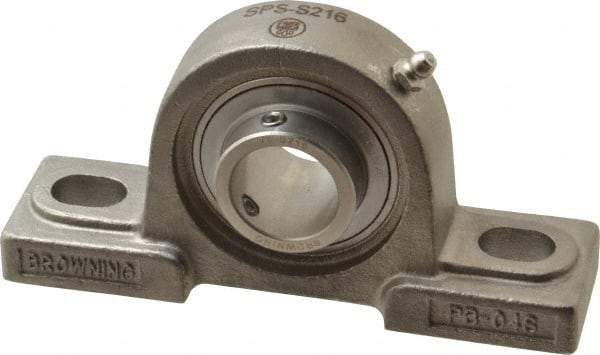 Browning - 1" ID, 5-1/2" OAL x 2-51/64" OAH Pillow Block - 1,651 Lb Static Cap, 2,801 Lb Dyn Cap, 4-1/8" Btw Mnt Hole Ctrs, 1-7/16" Base-to-Ctr Ht, Stainless Steel - All Tool & Supply