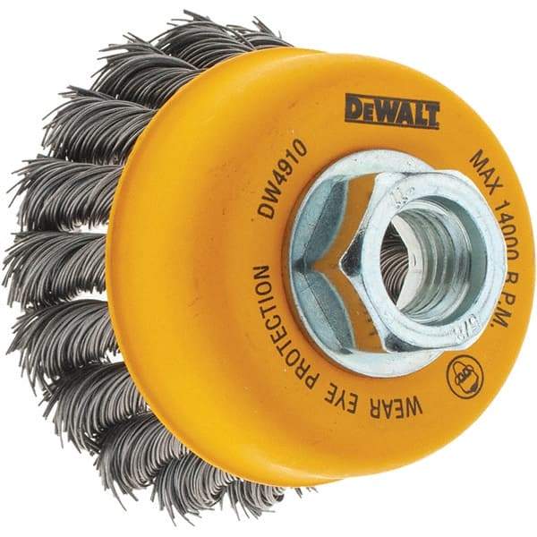 DeWALT - 5/8-11 Threaded Arbor, Cup Brush - 0.02 Wire Diam - All Tool & Supply