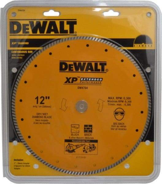 DeWALT - 12" Diam, 1" Arbor Hole Diam, Wet & Dry Cut Saw Blade - Diamond-Tipped, Standard Round Arbor - All Tool & Supply
