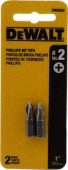 DeWALT - #2, Insert Standard Phillips Screwdriver Bit - 1/4" Drive, 1" OAL - All Tool & Supply