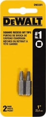 DeWALT - 1/4" Drive, #1 Square Recess Screwdriver Bit - 1" OAL - All Tool & Supply