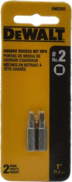 DeWALT - 1/4" Drive, #2 Square Recess Screwdriver Bit - 1" OAL - All Tool & Supply