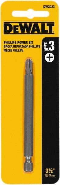 DeWALT - #3 Phillips Screwdriver Bit - 1/4" Hex Drive, 3-1/2" OAL - All Tool & Supply