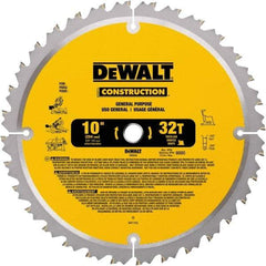 DeWALT - 10" Diam, 5/8" Arbor Hole Diam, 32 Tooth Wet & Dry Cut Saw Blade - Carbide-Tipped, General Purpose Action, Standard Round Arbor - All Tool & Supply