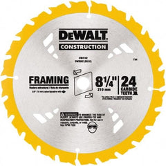 DeWALT - 8-1/4" Diam, 5/8" Arbor Hole Diam, 24 Tooth Wet & Dry Cut Saw Blade - Tungsten Carbide-Tipped, Smooth Action, Diamond Arbor - All Tool & Supply