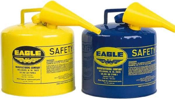 Eagle - 5 Gal Galvanized Steel Type I Safety Can - 13-1/2" High x 12-1/2" Diam, Blue - All Tool & Supply