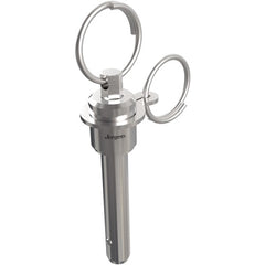 5 mm Pin Diameter, 10 mm Grip Length, Double Acting Ring Handle Kwik-Lok Pin, Stainless Steel