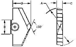 Allied Machine and Engineering - 3-9/32" Diam x 1/2" Thick, Seat Code F, 130° Included Angle Spade Drill Insert - TiN Coated, High Speed Steel, Series F - All Tool & Supply