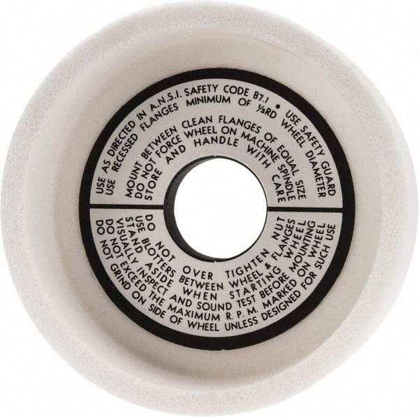 Grier Abrasives - 5" Diam, 1-1/4" Hole Size, 1-1/2" Overall Thickness, 80 Grit, Type 6 Tool & Cutter Grinding Wheel - Medium Grade, Aluminum Oxide, K Hardness, Vitrified Bond, 4,966 RPM - All Tool & Supply