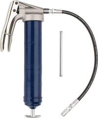 Lincoln - 7,500 Max psi, Flexible Pistol Grease Gun - 14-1 & 2 oz (Cartridge) & 16 oz (Bulk) Capacity, 1/8 Thread Outlet, 39 Strokes per oz, Bulk & Cartridge Fill, Includes 6" Straight Pipe & Coupler - All Tool & Supply