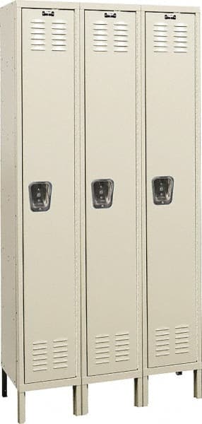 Hallowell - 3 Door, 1 Tier, Galvanite Corrosion Resistant Wardrobe & Box Lockers - All Tool & Supply