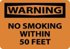 NMC - "Warning - No Smoking Within 50 Feet", 7" Long x 10" Wide, Pressure-Sensitive Vinyl Safety Sign - Rectangle, 0.004" Thick, Use for Accident Prevention - All Tool & Supply