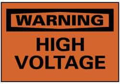 NMC - "Warning - High Voltage", 7" Long x 10" Wide, Pressure-Sensitive Vinyl Safety Sign - Rectangle, 0.004" Thick, Use for Accident Prevention - All Tool & Supply