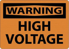 NMC - "Warning - High Voltage", 7" Long x 10" Wide, Rigid Plastic Safety Sign - Rectangle, 0.05" Thick, Use for Accident Prevention - All Tool & Supply