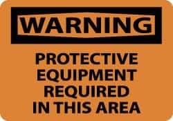 NMC - "Warning - Protective Equipment Required in This Area", 10" Long x 14" Wide, Aluminum Safety Sign - Rectangle, 0.04" Thick, Use for Accident Prevention - All Tool & Supply