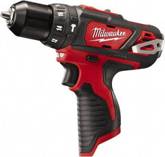 Milwaukee Tool - 12 Volt 3/8" Keyless Chuck Cordless Hammer Drill - 0 to 22,500 BPM, 0 to 400 & 0 to 1,500 RPM, Reversible - All Tool & Supply