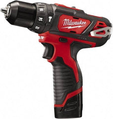 Milwaukee Tool - 12 Volt 3/8" Keyless Chuck Cordless Hammer Drill - 0 to 22,500 BPM, 0 to 400 & 0 to 1,500 RPM, Reversible - All Tool & Supply