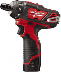 Milwaukee Tool - 12 Volts, Lithium-Ion Battery, Pistol Grip Cordless Screwdriver - 2 Speeds, 400 and 1,500 RPM, 275 Inch/Lbs. Torque - All Tool & Supply