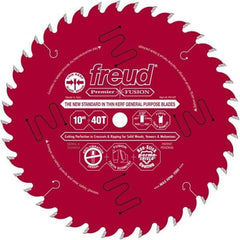 Freud - 10" Diam, 5/8" Arbor Hole Diam, 40 Tooth Wet & Dry Cut Saw Blade - Carbide-Tipped, Standard Round Arbor - All Tool & Supply