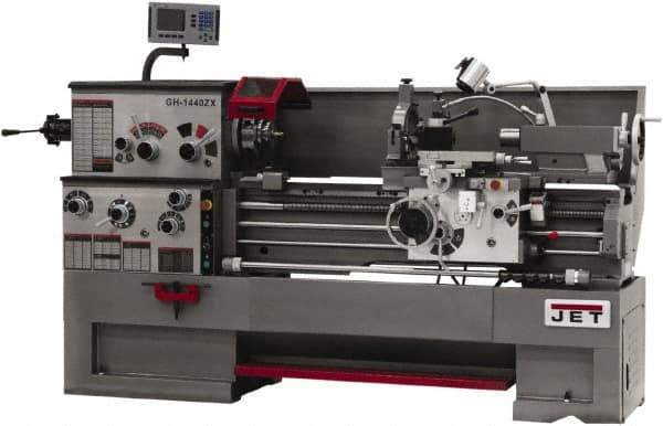 Jet - 14" Swing, 40" Between Centers, 230/460 Volt, Triple Phase Engine Lathe - 7MT Taper, 7-1/2 hp, 42 to 1,800 RPM, 3-1/8" Bore Diam, 40" Deep x 46-7/8" High x 97-1/2" Long - All Tool & Supply