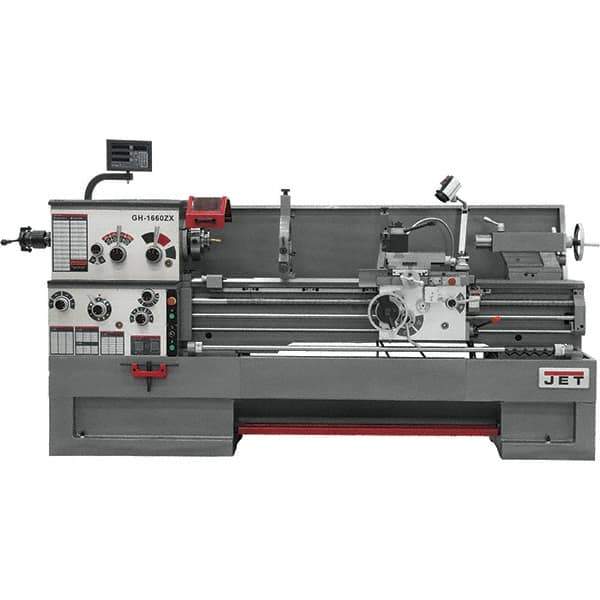 Jet - 16" Swing, 60" Between Centers, 230 Volt, Triple Phase Engine Lathe - 7MT Taper, 7-1/2 hp, 25 to 1,800 RPM, 3-1/8" Bore Diam, 44-1/2" Deep x 65-1/2" High x 117" Long - All Tool & Supply