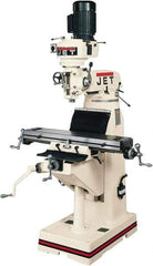 Jet - 7-7/8" Table Width x 35-3/4" Table Length, Step Pulley Control, 1 Phase Knee Milling Machine - R8 Spindle Taper, 1-1/2 hp - All Tool & Supply