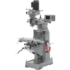 Jet - 7-7/8" Table Width x 35-3/4" Table Length, Step Pulley Control, 1 Phase Knee Milling Machine - R8 Spindle Taper, 1-1/2 hp - All Tool & Supply