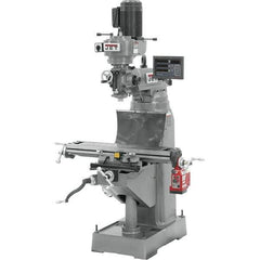 Jet - 7-7/8" Table Width x 35-3/4" Table Length, Step Pulley Control, 1 Phase Knee Milling Machine - R8 Spindle Taper, 1-1/2 hp - All Tool & Supply